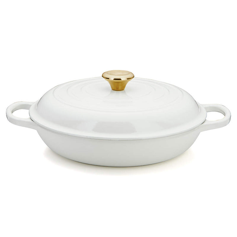 Olla Baja de hierro esmaltado Blanco Ø 30 cm